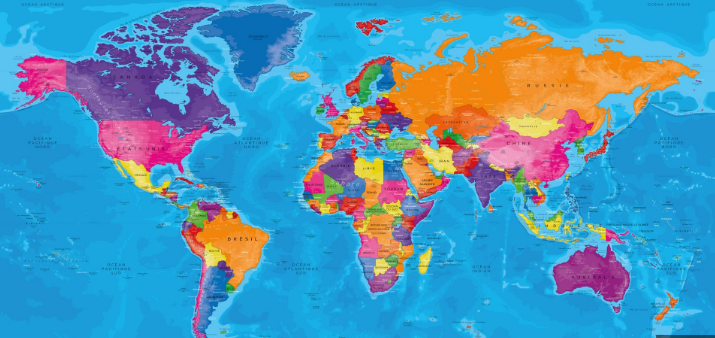 Carte du monde avec des points représentant la diaspora Aitali